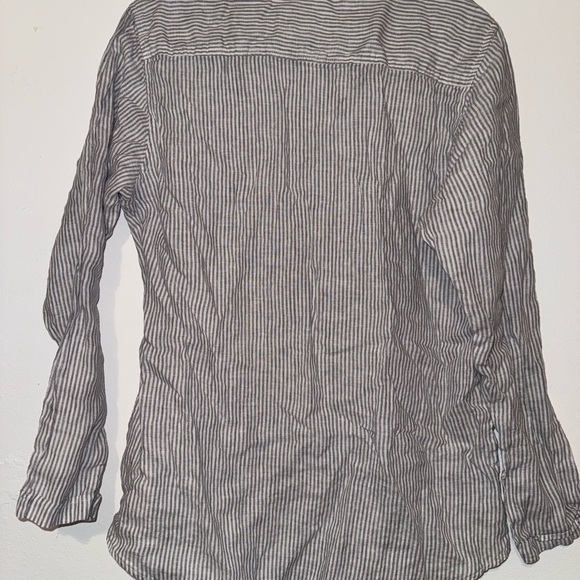 Striped Gray Long Sleeve Shirt & shorts sleep set - Picture 4 of 10